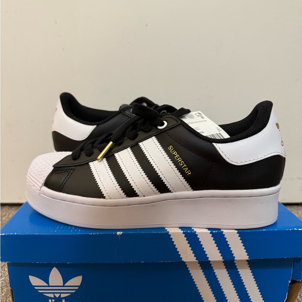 adidas Black & White Superstar Bold Platform Sneakers